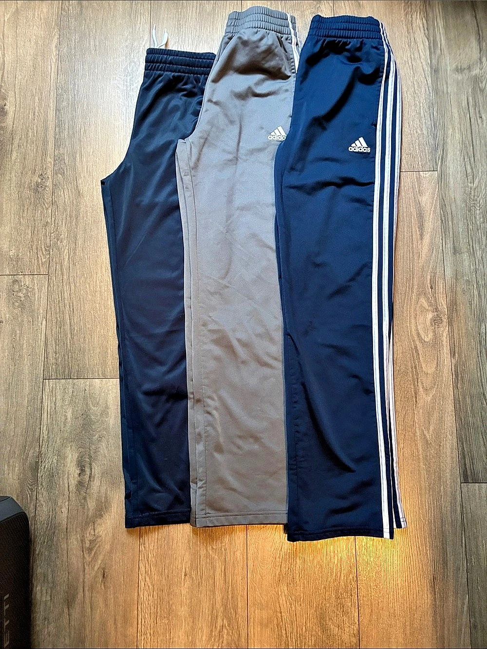 2 Adidas Boys Tricot 3-Stripes Track Pants Blue & Gray and 1 Blue Striped Tek Ge